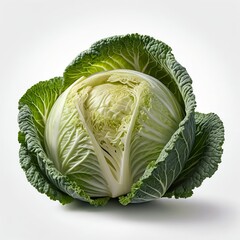 Fresh Savoy Cabbage on White Background