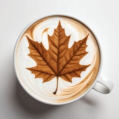 Autumn Latte Art Maple Leaf in Coffee