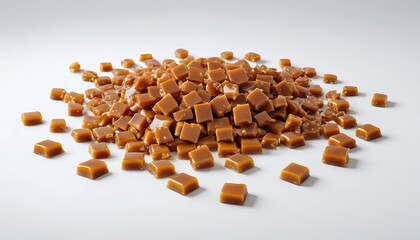 Caramel candies, scattered pile, sweet treat