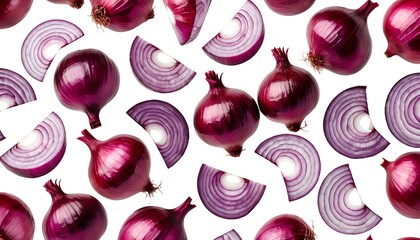 Red Onions Whole and Sliced Pattern