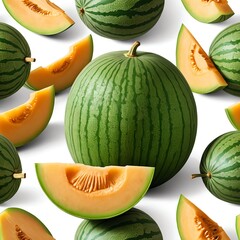 Juicy Watermelon and Cantaloupe Slices