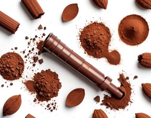Cocoa Powder and Chocolate Ingredients Flat Lay
