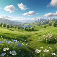 Serene Mountain Meadow Landscape