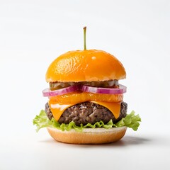 Gourmet Cheeseburger with Orange Bun and Stem