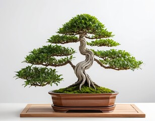 Serene Bonsai Tree in Brown Pot