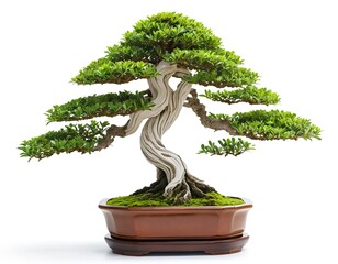 Ancient Bonsai Tree in Brown Pot