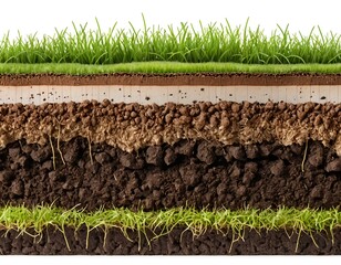 Cross Section of Soil Layers with Grass