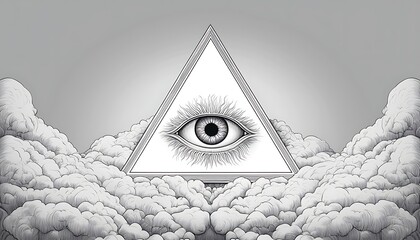 Eye of Providence in Clouds.