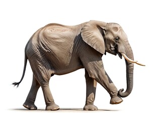Fototapeta premium African Elephant Walking Isolated on White