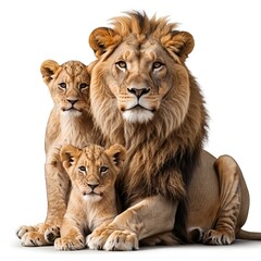 Obraz premium Majestic Lion with Cubs