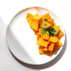 Vibrant Waffle Snacks on White Plate with Cilantro