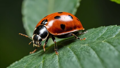 Fototapeta premium Ladybug on a Green Leaf