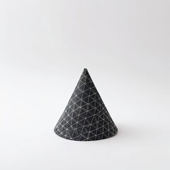 Black and White Geometric Cone on White Background