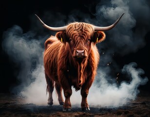 Highland Cow in Smoke