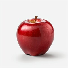 Single Red Apple on White Background