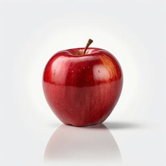 Single Red Apple on White Background