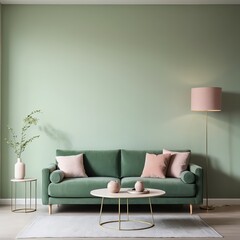 Modern Green Sofa in Minimalist Living Room Interior
