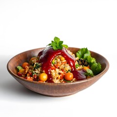 Vibrant Rustic Bowl of Vegetable Medley with Rice