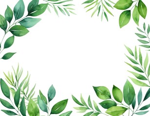 Watercolor Green Leaves Frame