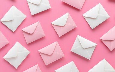 Pink and White Envelopes Pattern Background