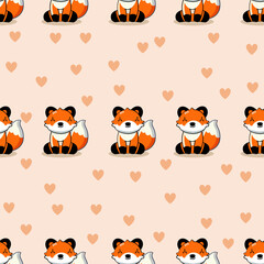 Obraz premium Cute animals seamless pattern background. Cute animals illustration. Animals background. Perfect for fabrics, print, textile, wallpaper, and decor