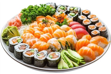 Sushi Platter,  Salmon, Tuna, Avocado, and Maki Rolls