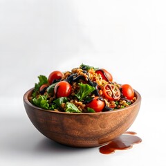 Vibrant Gourmet Salad in Wooden Bowl