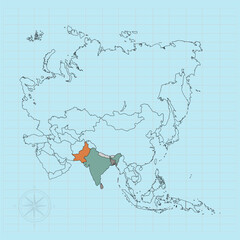 South Asia continent Vector illustration of flag map 