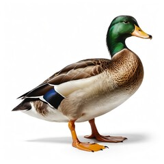 Male Mallard Duck Isolated on White