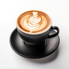 Latte Art in Black Cup