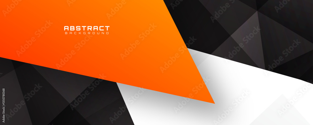 Wall mural 3d black orange abstract background overlap layer on bright space with polygon effect decoration. mo