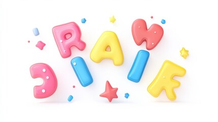 Vibrant Typography Letters on Isolated White Background