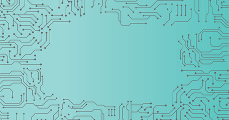 Technology background image, circuit board, network, communication, processing chip, banner design, advertising media. Vector eps 10
