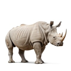 Obraz premium White Rhinoceros Standing Isolated on White Background