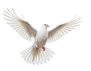 Fototapeta premium White Dove in Flight, Wings Spread