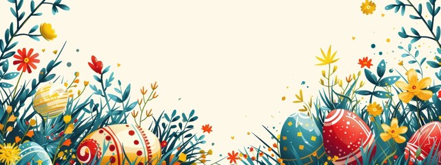 Obraz premium Colorful painting of a field of flowers with a white background