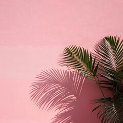 Pink Wall with Palm Leaf Shadow