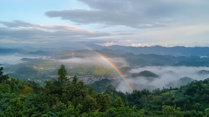 Mountaintop Rainbow for Misty Valley Dawn.