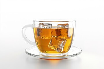 Iced Tea in Glass Cup on Saucer