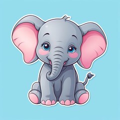 Fototapeta premium Adorable Baby Elephant Cartoon Illustration