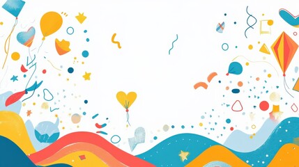 Colorful Kites Flying Above a Beach Background