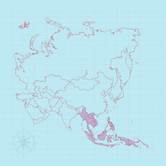 Southeast asia continent Vector illustration of map