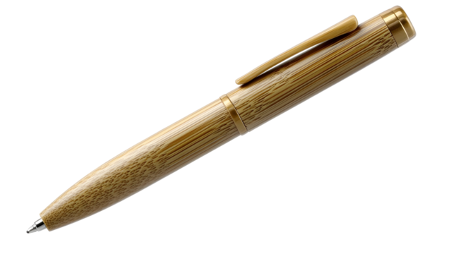 Elegant bamboo pen against a black background, showcasing natural textures