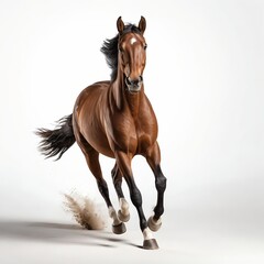Obraz premium Brown Horse Galloping on White Background