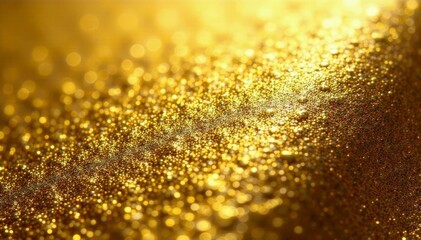 Close-up of glistening metallic gold leather material, glamour, surface, luxury