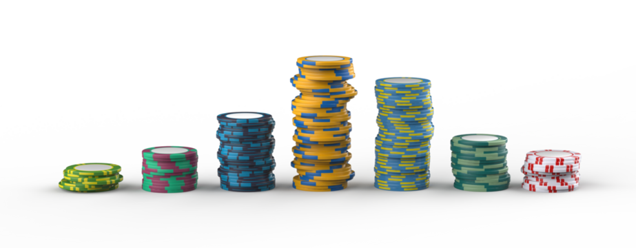 The pocker casino chips of the different colors. Pile of Casino pocker gambling chips. Casino or pocker chips isolated on transparency background.