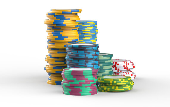 The pocker casino chips of the different colors. Pile of Casino pocker gambling chips. Casino or pocker chips isolated on transparency background.