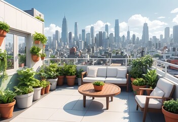 Urban Oasis Rooftop Garden with City View
