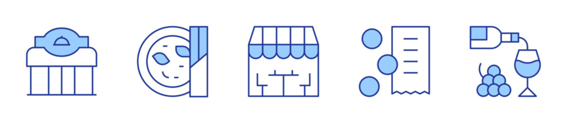 wine, restaurant, soup, bill. Restaurant Icon vector illustration. Line Duotone style. Editable stroke