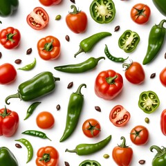 Colorful Vegetables Pattern Tomatoes, Peppers, and Chillies